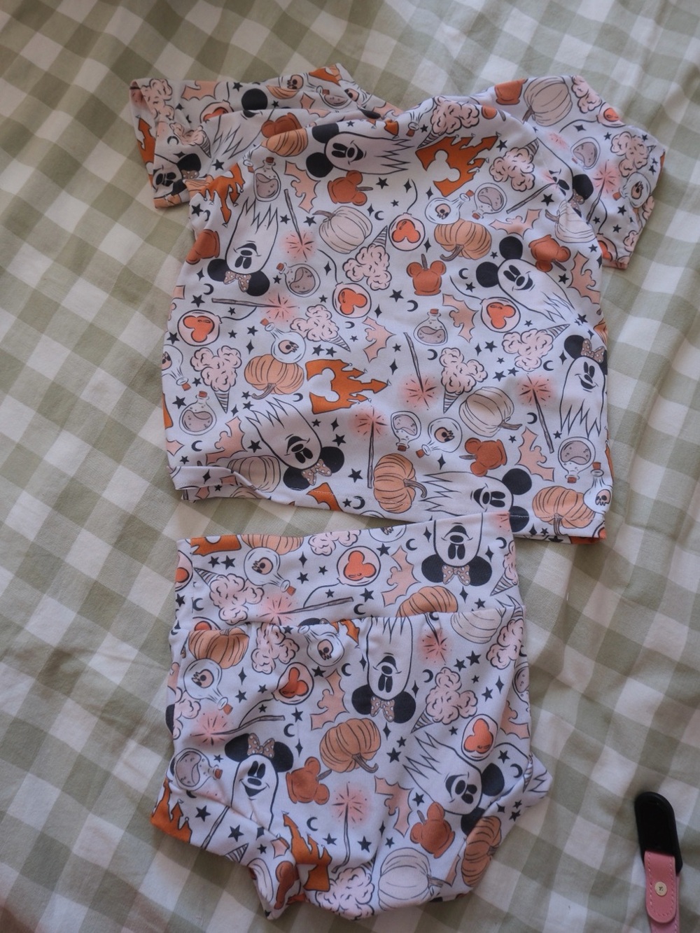 Mickey Mouse Halloween Print Two-Piece Set - White & Orange